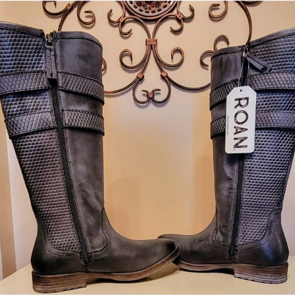 Roan Women's Black Knee-High Boots 8 Riding Leather